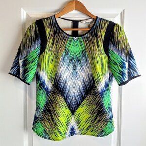 Milly Abstract Neon Green Blue Top